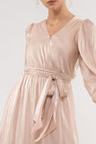 Belted Long Sleeve Midi Dress