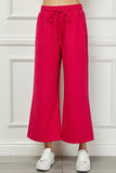 Textured Cropped Wide Leg Pants