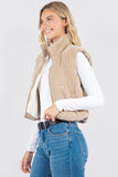 Corduroy Puffer Vest with Sherpa Lining