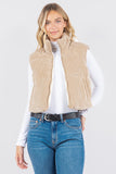 Corduroy Puffer Vest with Sherpa Lining