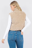 Corduroy Puffer Vest with Sherpa Lining