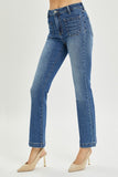 Dark Blue High Rise Patch Pocket Straight Jeans
