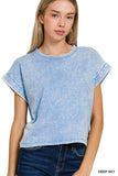 Washed Cotton Short Sleeve Top