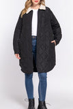 Long Quilted Puffer Jacket with Fur Collar