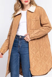 Long Quilted Puffer Jacket with Fur Collar