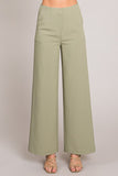 Twill Wide Leg Pants in Olive