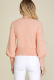 Pearl Beaded Puff Sleeve Sweater