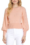 Pearl Beaded Puff Sleeve Sweater