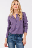 Cropped Cashmere Button Front Cardigan