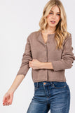 Cropped Cashmere Button Front Cardigan