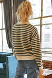 Striped Knit Polo Top