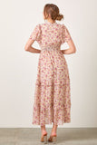 Beige Floral Maxi Dress