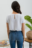 Front Pleated Short Sleeve Blouse