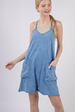 Casual Sleeveless Washed Knit Romper