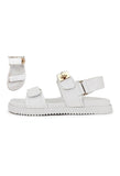 Chunky Two Strap Sling Back Sandals in Bone