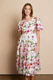 Floral Embroidered Mesh Dress