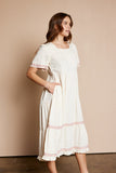Ivory Embroidered Tiered Dress