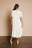 Ivory Embroidered Tiered Dress