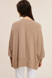 Oversized Pieced Crepe Top in Taupe