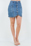 Button Front Denim Skirt