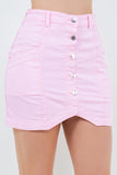 Button Front Denim Skirt