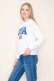 Ribbed "USA" Graphic Sweatshirt