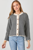 Herringbone Jacquard Knit Cardigan