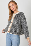 Herringbone Jacquard Knit Cardigan