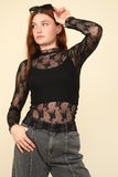 Sheer Mesh Lace Knit Top