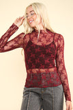 Sheer Mesh Lace Knit Top