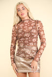 Sheer Mesh Lace Knit Top