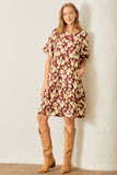 Floral Print Puff Sleeve Dress