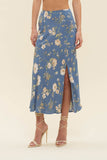 Floral High Waist Midi Skirt