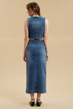 Denim Button Down Midi Skirt