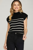 Striped Mock Neck Sweater