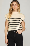 Striped Mock Neck Sweater