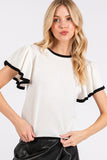 Ruffle Sleeve Contrast Top