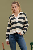 Collared Wide Striped Top