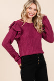 Ruffled Shoulder Sweater