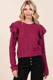 Ruffled Shoulder Sweater