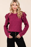 Ruffled Shoulder Sweater