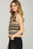 Geometric Striped Sweater Vest