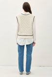 Varsity Style Cable Knit Sweater Vest