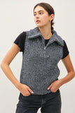 High Neck Chunky Ribbed Sweater Vest