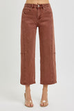 High Rise Cropped Barrel Leg Jeans