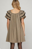 Ruffled Bubble Sleeve Dress