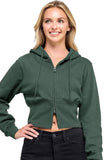 Fleece Cropped Zip-Up Hoodie