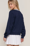 Embroidered V-Neck Sweatshirt