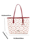 Cherry Print Vegan Leather Commuter Tote Bag