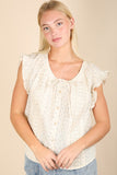 Floral Print Lace Trim Top